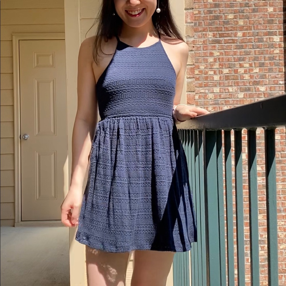 Hollister halter knit navy mini dress XS